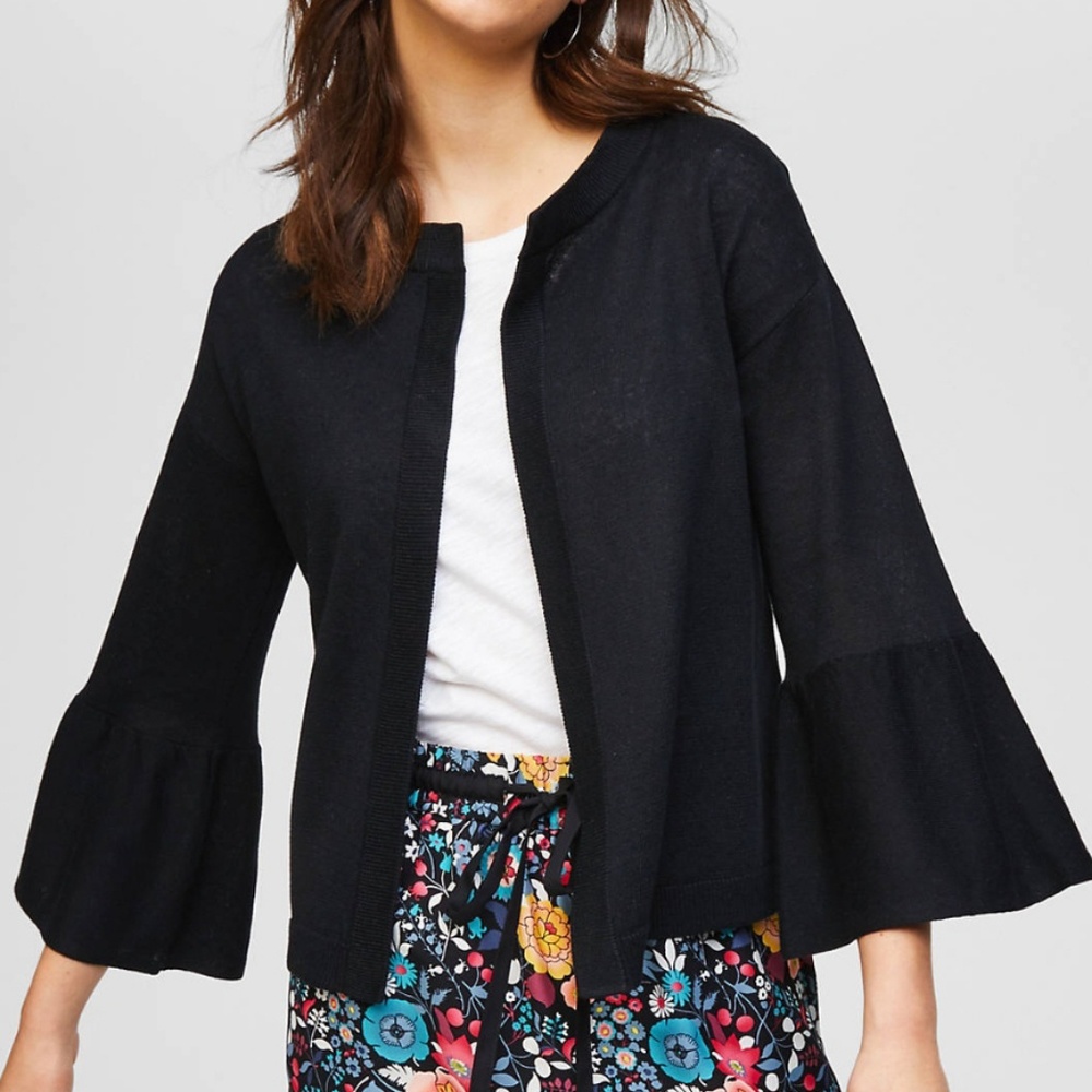 Loft bell-sleeved, open cardigan